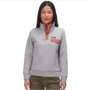 Patagonia Gray and Pink Quilted Snap Pullover